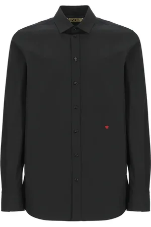 Moschino Overhemden, Heren, Zwart, 2Xl, Katoen, Zwarte Katoenen Overhemd met Kraag
