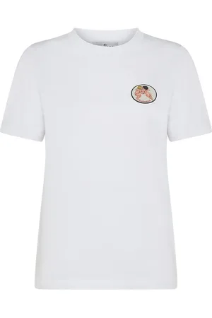 Fiorucci Tops, Dames, Wit, S, Katoen, Engelen Print Wit T-shirt
