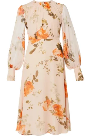 Erdem Kleedjes, Dames, Veelkleurig, M, Roze Bloemen Midi Jurk