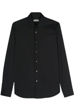 CANALI Overhemden, Heren, Zwart, 5Xl, Katoen, Zwarte Katoenmix Klassieke Kraag Overhemd