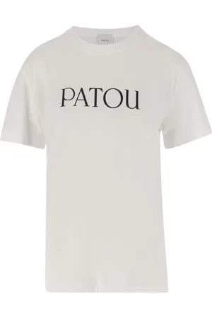 Patou Tops, Dames, Wit, L, Katoen, Katoenen T-shirt met Logo, Wit