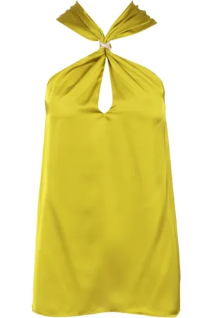SIMONA CORSELLINI Tops, Dames, Groen, S, Groene Mouwloze Top met Knoopdetail