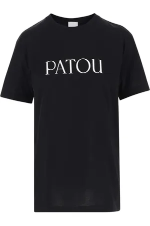 Patou Tops, Dames, Zwart, M, Katoen, Katoenen T-shirt met Logo, Zwart