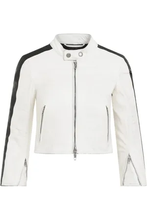 Balenciaga Jassen, Dames, Wit, S, Leer, Vuil Wit Racer Jack