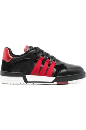 Moschino Schoenen, Heren, Zwart, 41 EU, Leer, Zwarte Sneakers Paneeldesign