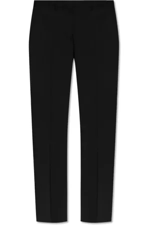Helmut Lang Broeken, Dames, Zwart, S, Wol, Wollen broek met vouw van
