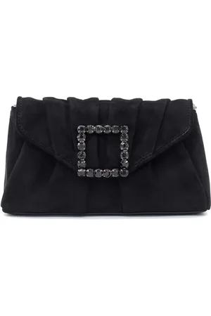 Alma en Pena Tassen, Dames, Zwart, ONE Size, Leer, Vierkante broche schoudertas