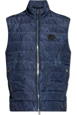 Etro Jassen, Heren, Blauw, M, Wol, Vest met gewatteerde voorkant