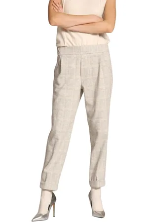 Masons Broeken, Dames, Grijs, M, Polyester, Glen Check Easy Jogger Chino Broek