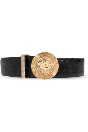 VERSACE Accessoires, Dames, Zwart, 70 CM, Leer, Leren riem