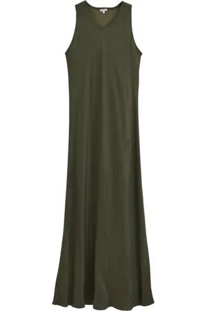 Aspesi Kleedjes, Dames, Groen, XS, Katoen, Groene Katoenen Jurk, Ronde Hals, Mouwloos