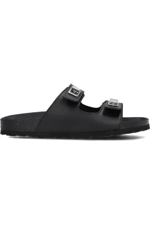 Lina Locchi Schoenen, Dames, Zwart, 40 EU, Leer, Zwarte Leren 2 Band Slipper