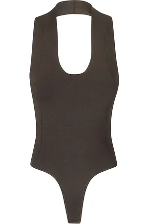 Khaite Tops, Dames, Bruin, M, V-hals Stretch Bodysuit