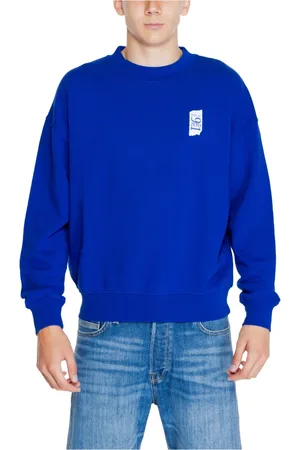 Replay Sweatshirts & Hoodies, Heren, Blauw, M, Katoen, Blauwe Ronde Hals Sweatshirt Mannen Herfst/Winter