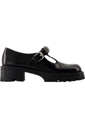 VERSACE Schoenen, Dames, Zwart, 40 EU, Leer, Zwarte Leren Derbies