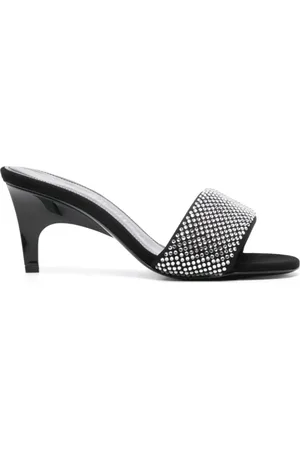 The Attico Schoenen, Dames, Zwart, 37 EU, Zilveren Sandalen met Kristalversiering