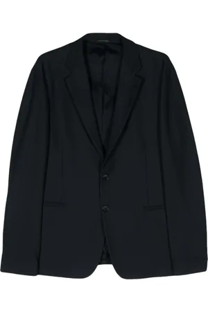 Giorgio Armani Jassen, Heren, Blauw, 2Xl, Blauwe Piqué Weave Jas