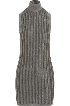 Tom Ford Kleedjes, Dames, Groen, S, Wol, Metallic Groene Mini Jurk Aw 24