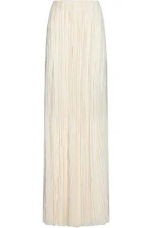 Saint Laurent Rokken, Dames, , S, Crème Geplooide Viscose Rok