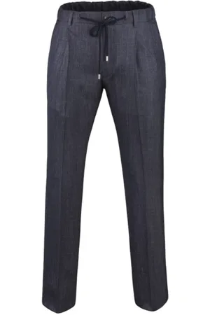 MOORER Broeken, Heren, Blauw, 3Xl, Wol, Luxe wol-zijde-linnen broek