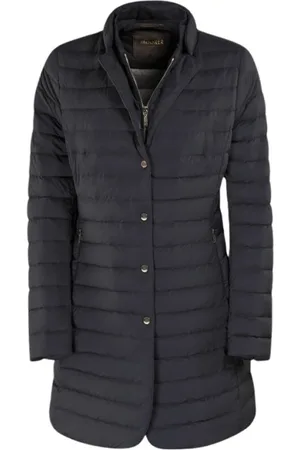 MOORER Mantels, Dames, Blauw, XS, Elegante Lange Jas Acqua Lijn