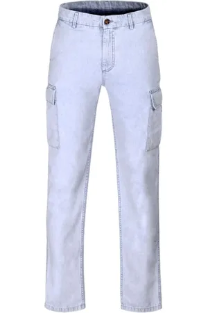 MOORER Jeans, Heren, Blauw, XL, Denim, Sportieve Cargo Broek in Licht Denim