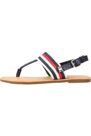Tommy Hilfiger Schoenen, Dames, Blauw, 40 EU, Stijlvolle platte sandalen
