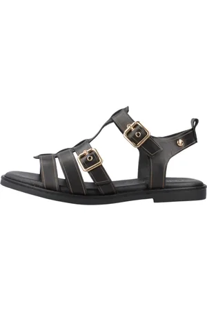 Carmela Schoenen, Dames, Zwart, 38 EU, Stijlvolle Platte Sandalen voor Vrouwen