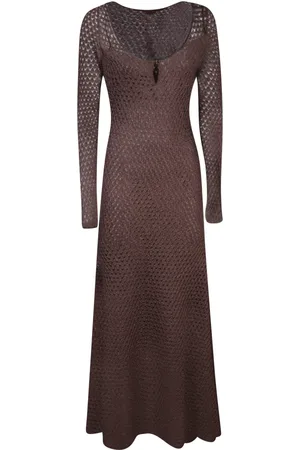 Tom Ford Kleedjes, Dames, Bruin, S, Bruine Gehaakte Jurk