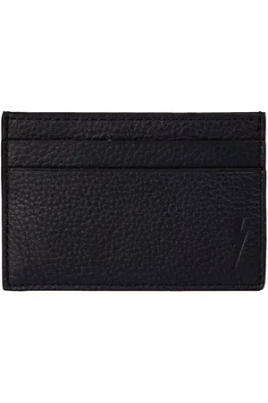 Neil Barrett Accessoires, Heren, Zwart, ONE Size, Leer, Zwarte Leren Kaarthouderportemonnee