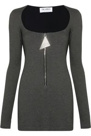 The Attico Kleedjes, Dames, Grijs, S, Rayon, Zwarte Mini Jurk