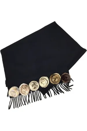 Fendi Pre-owned, Dames, Zwart, ONE Size, Pre-owned Fabric scarves