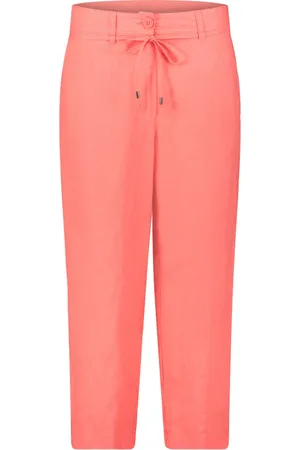 Betty & Co Broeken, Dames, Rood, 2Xl, Zomerbroek met riem