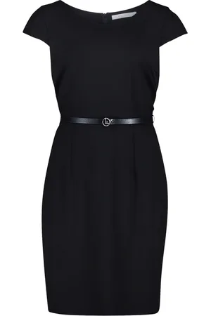 Betty & Co Kleedjes, Dames, Zwart, S, Leer, Getailleerde jurk met riem