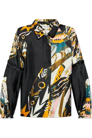 Munthe Blouses & Shirts, Dames, Veelkleurig, S, Zijden Top met Print