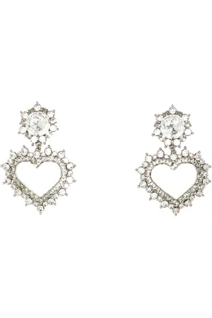 Alessandra Rich Accessoires, Dames, Grijs, ONE Size, Metalen Versierde Oorbellen
