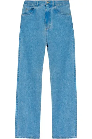 Marni Jeans, Heren, Blauw, W30, Katoen, Blauwe Jeans met Logo Applicatie