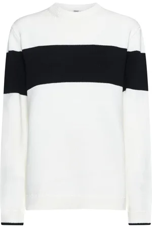 Totême Truien, Dames, Wit, M, Katoen, Witte Sweater met Zwarte Band