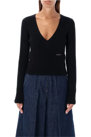 Patou Truien, Dames, Zwart, S, Wol, Zwart V-hals Gebreid Aw 24