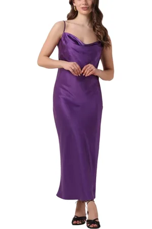 NOTRE-V Kleedjes, Dames, Paars, 2Xl, Satijn, Dames Jurken Satin Strap Dress