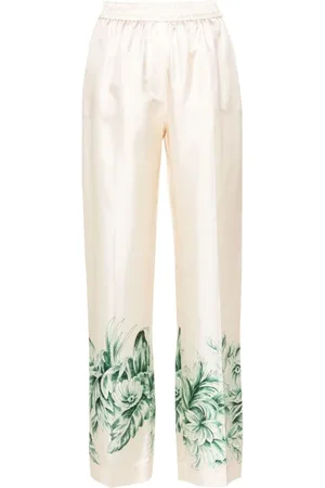 F.R.S For Restless Sleepers Broeken, Dames, , L, Groene Bloemen Palazzo Broek