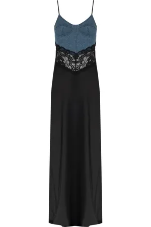 BLUMARINE Kleedjes, Dames, Zwart, S, Denim, Jurk gemaakt van gecombineerde materialen