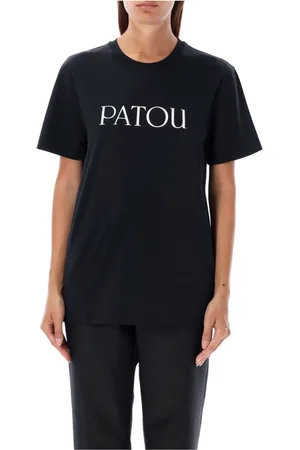 Patou Tops, Dames, Zwart, S, Katoen, Stijlvol Logo T-shirt Zwart