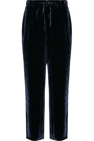 PIERRE-LOUIS MASCIA Broeken, Dames, Blauw, M, Blauwe Fluwelen Broek met Pijpdetail