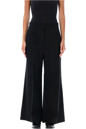 Low Classic Broeken, Dames, Zwart, L, Wol, Wijde Wollen Broek Zwart