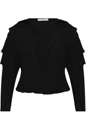 IRO Blouses & Shirts, Dames, Zwart, L, Leer, Top `Begonia`
