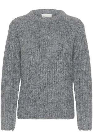 My Essential Wardrobe Truien, Dames, Grijs, L, Gebreide Pullover Iron Grey Melange