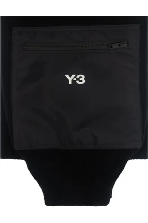 Y-3 Accessoires, unisex, Zwart, ONE Size, Wol, Omkeerbare Sjaal met Zakken