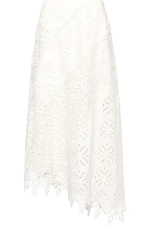 ULLA JOHNSON Rokken, Dames, Wit, S, Linnen, Witte Solara Rok