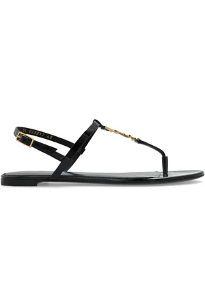 Saint Laurent Schoenen, Dames, Zwart, 36 1/2 EU, Leer, Cassandra Sandalen
